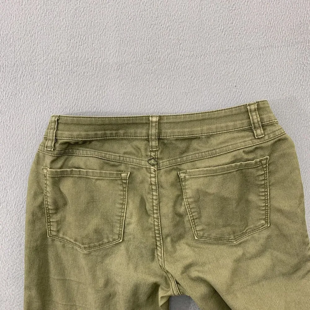PrAna Jeans Womens 6/28 Green Medium Wash Slim Tapered Mid Rise Stretch Denim